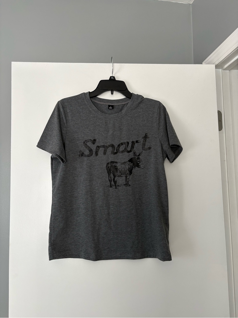 Dark Gray 'Smart' Graphic Tee with Donkey Motif